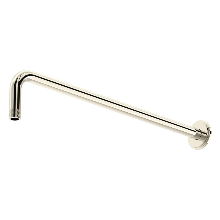 Shower Arm with Round Escutcheon Polished Nickel 20 Inch 1/2IN MNPT Brass Wall Mount