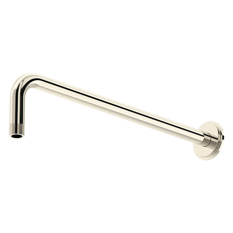 Shower Arm with Round Escutcheon Polished Nickel 16 Inch 1/2IN MNPT Brass Wall Mount - Image 1