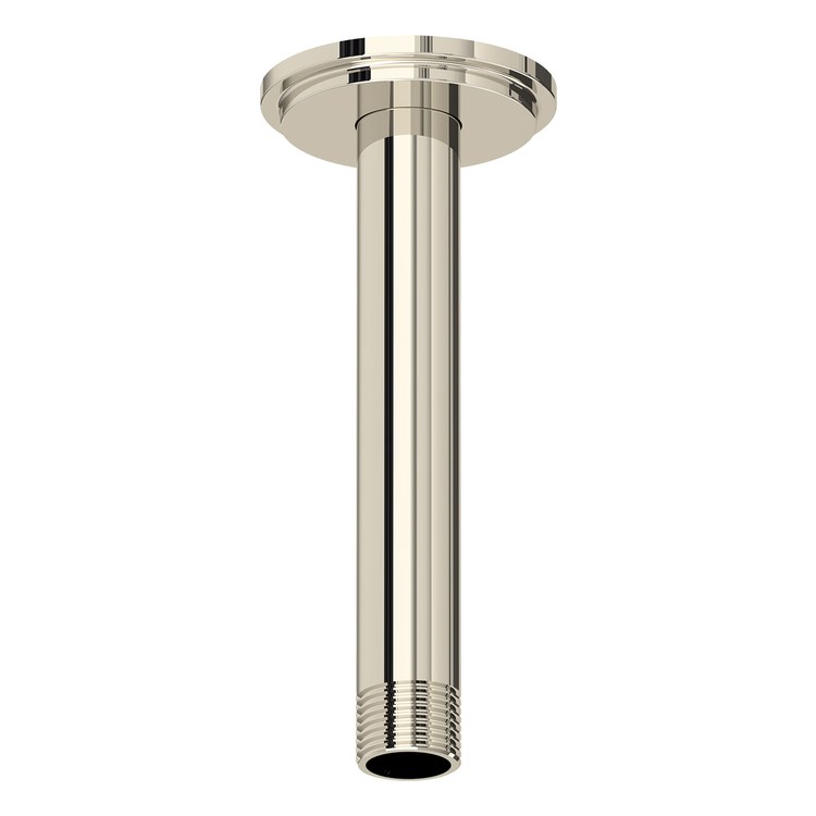 Shower Arm with Round Escutcheon Polished Nickel 6 Inch 1/2IN MNPT Brass Ceiling Mount