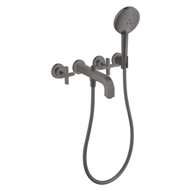 Roman Tub Trim Citterio Wall Mount with Handshower 2 Cross Brushed Black Chrome WaterSense 8 Inch Spread 3 Hole 5.0 Gallons per Minute - Image 1