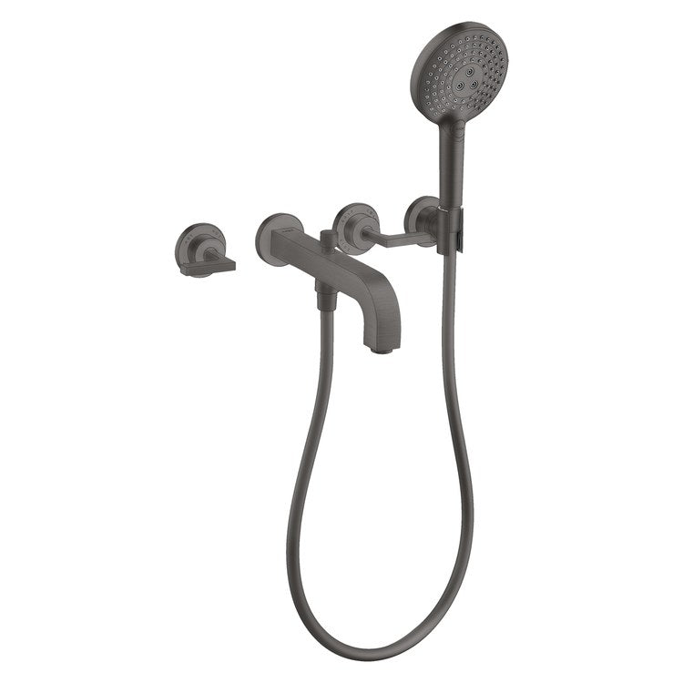 Roman Tub Trim Citterio with Handshower 2 Lever Brushed Black Chrome WaterSense 8 Inch Spread 3 Hole 5.0 Gallons per Minute - Image 1