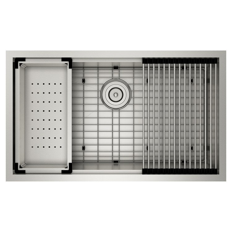Kitchen Sink Luxe Chef 32 x 19 Inch 1 Bowls with Accessories Stainless Undermount Rectangle Stainless Steel - Image 2