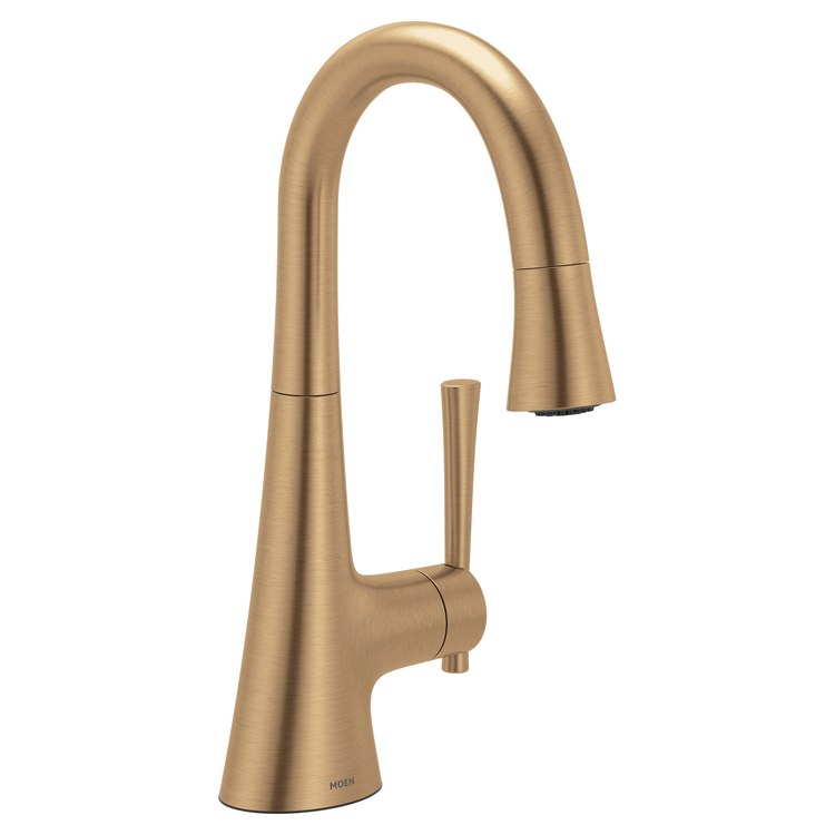 Bar Faucet Kurv 1 Lever ADA CALGreen Bronzed Gold Pull Down High Arc 360 DEG Swivel 1.5 Gallons per Minute - Image 1