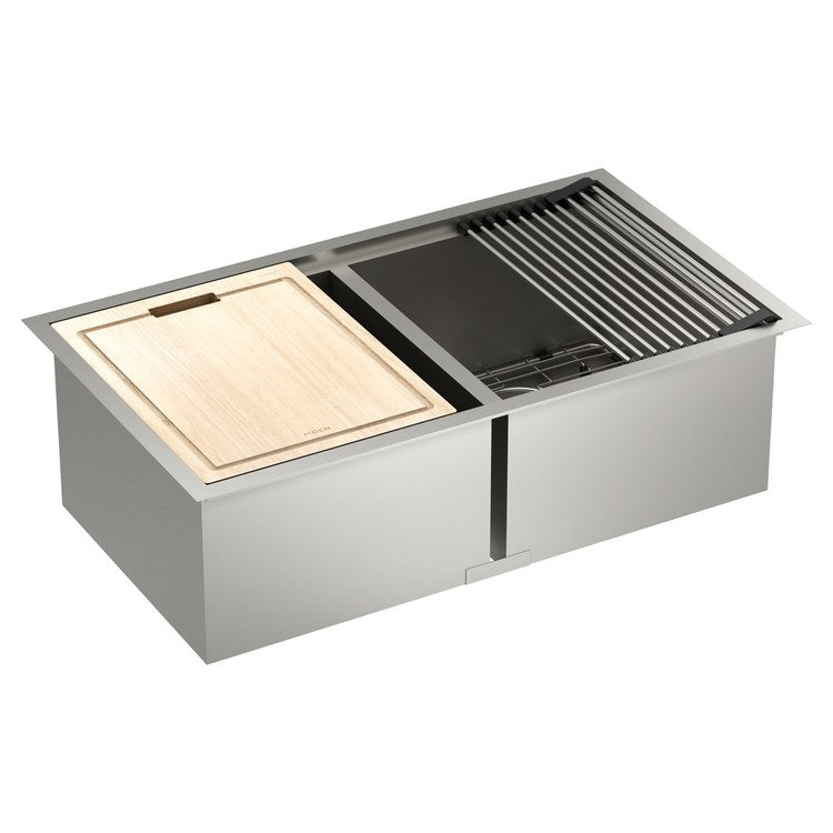 Kitchen Sink Luxe Chef 33 x 19 Inch 2 Bowls Stainless Steel Undermount Rectangle Stainless Steel - Image 1