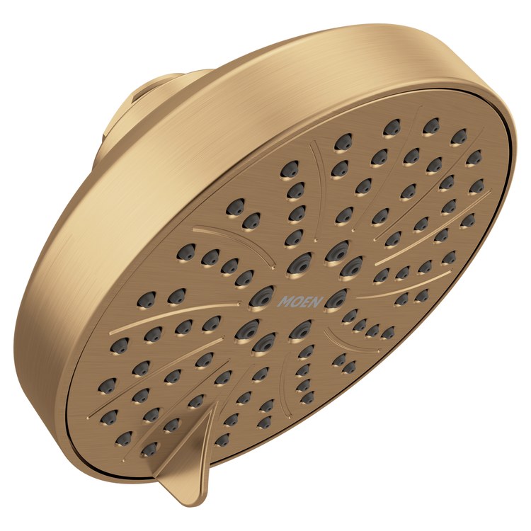 Showerhead 6 Functions Eco-Performance Bronzed Gold 4-1/2 Inch 1.75 Gallons per Minute Wide Coverage Downpour Massage Relaxing Spray Rinse Full Spray - Image 1