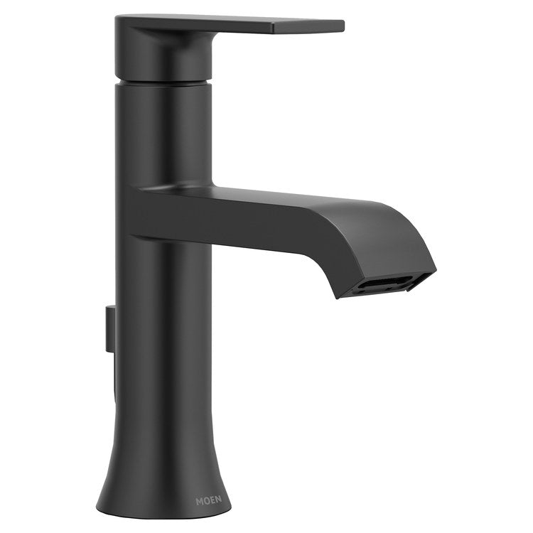 Lavatory Faucet Genta LX with Deck Plate 1 Lever ADA WaterSense Matte Black 1.0 Gallons per Minute Rigid Lift Rod Pop-Up 1/3 Hole - Image 1