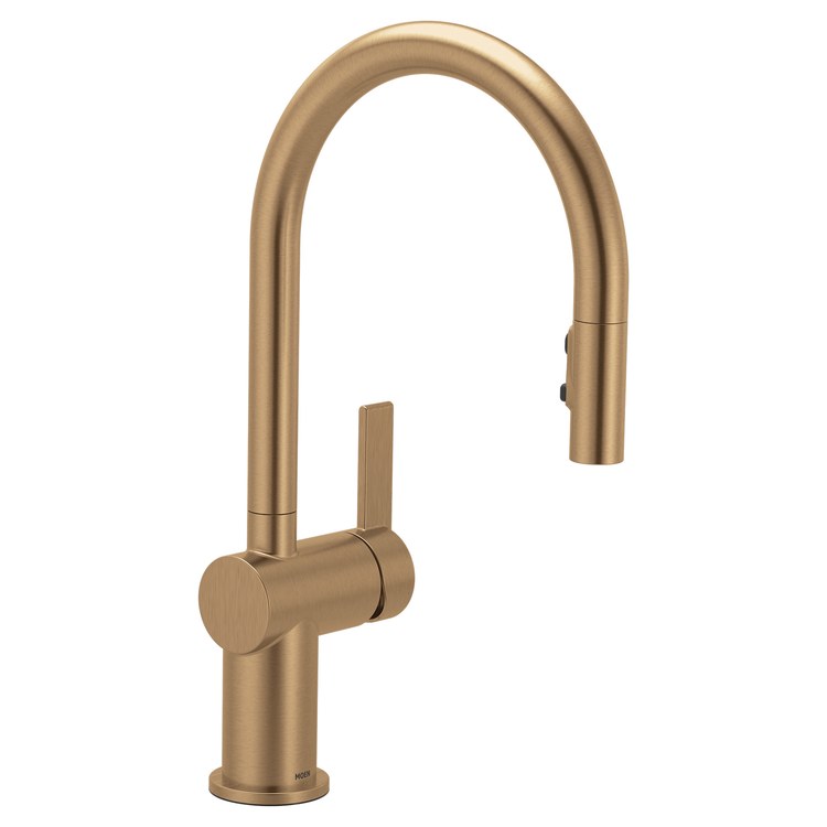 Kitchen Faucet Cia Lever ADA CALGreen Bronzed Gold Pull Down High Arc 360 DEG Swivel 1/3 Hole PowerBoost 1.5 Gallons per Minute - Image 1