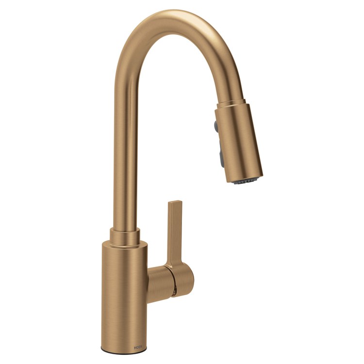 Kitchen Faucet Genta Lever ADA CALGreen Bronzed Gold Pull Down High Arc 360 DEG Swivel 1/3 Hole PowerBoost 1.5 Gallons per Minute - Image 1