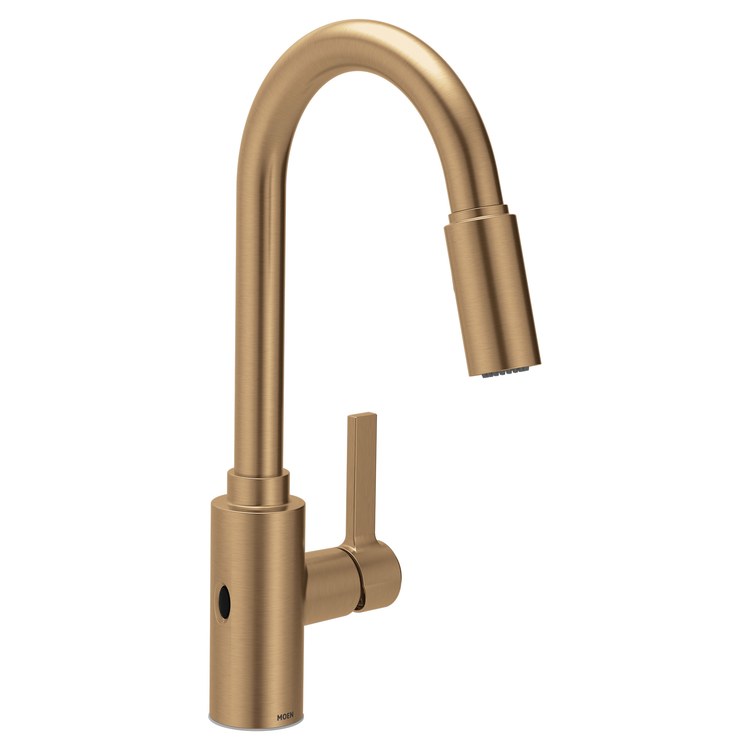 Kitchen Faucet Genta 1 Lever ADA CALGreen Bronzed Gold Pull Down High Arc 360 DEG Swivel 1/3 Hole MotionSense Wave 1.5 Gallons per Minute - Image 1