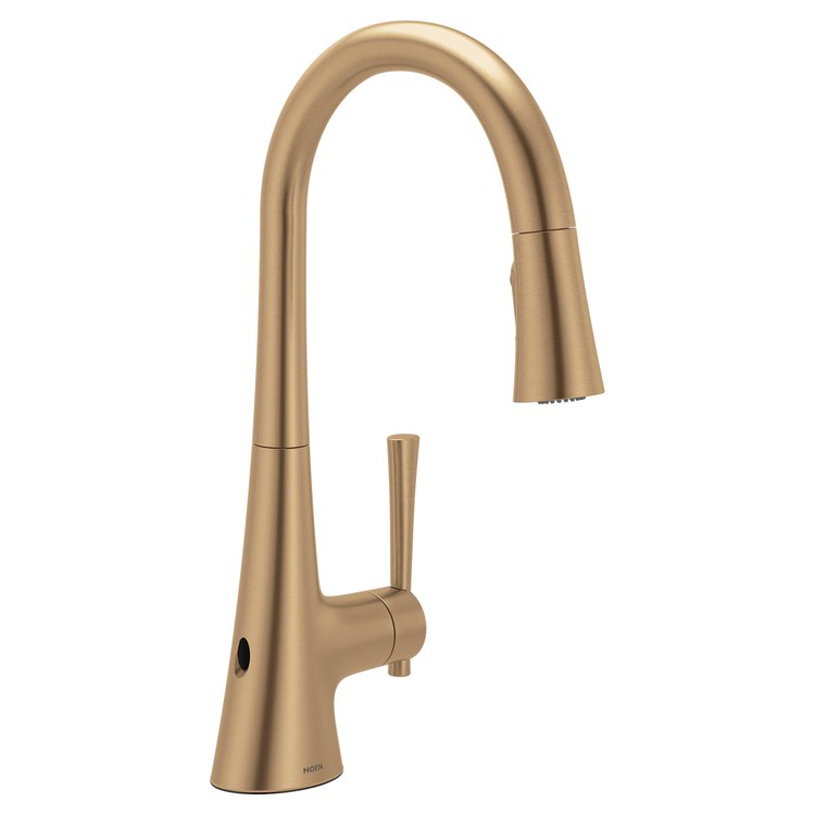 Kitchen Faucet Kurv 1 Lever ADA CALGreen Bronzed Gold Pull Down High Arc 1/3 Hole MotionSense Wave 1.5 Gallons per Minute - Image 1
