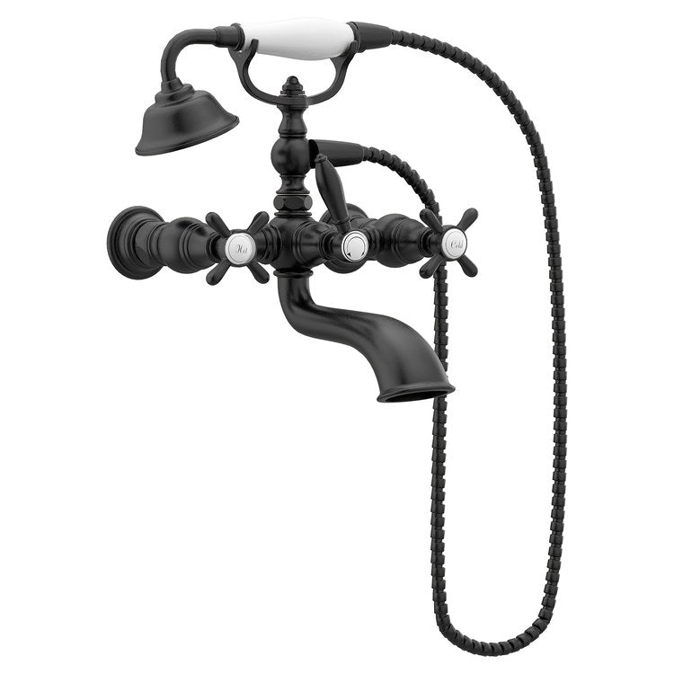 Tub Filler Weymouth with Handshower 2 Cross WaterSense Matte Black Wall/Floor 10.0 Gallons per Minute - Image 2