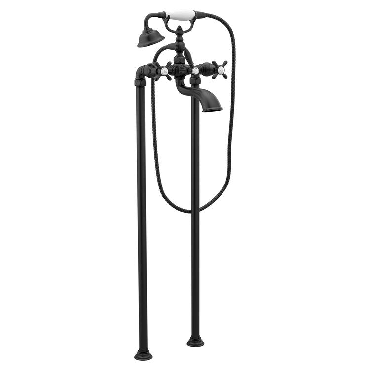 Tub Filler Weymouth with Handshower 2 Cross WaterSense Matte Black Wall/Floor 10.0 Gallons per Minute - Image 1