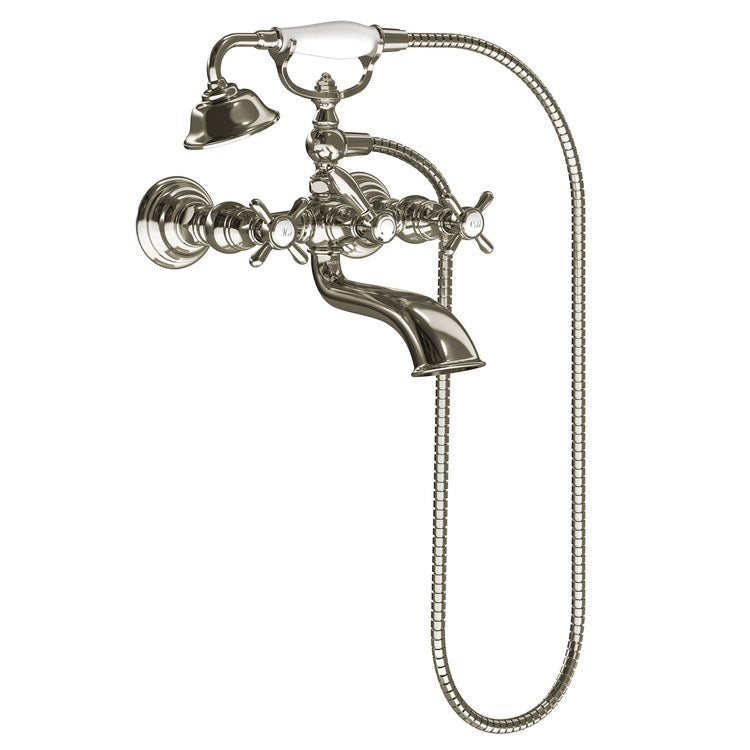 Tub Filler Weymouth with Handshower 2 Cross WaterSense Polished Nickel Wall/Floor 10.0 Gallons per Minute - Image 2