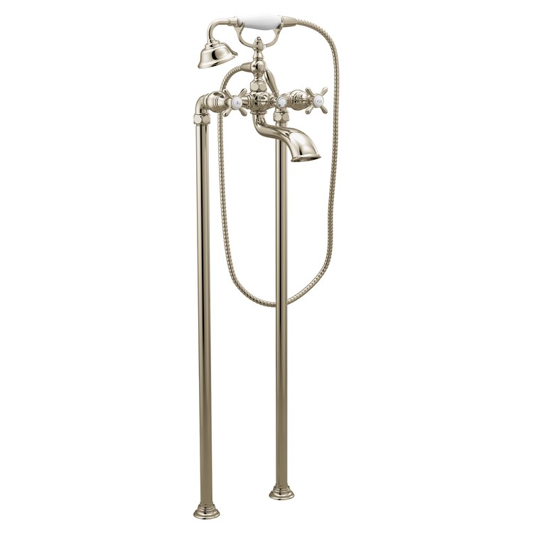 Tub Filler Weymouth with Handshower 2 Cross WaterSense Polished Nickel Wall/Floor 10.0 Gallons per Minute
