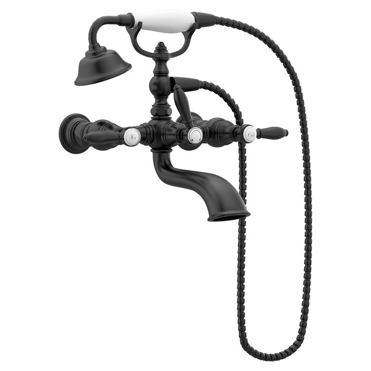 Tub Filler Weymouth with Handshower 2 Lever WaterSense Matte Black Wall/Floor 10.0 Gallons per Minute - Image 2