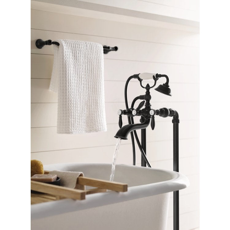 Tub Filler Weymouth with Handshower 2 Lever WaterSense Matte Black Wall/Floor 10.0 Gallons per Minute - Image 3