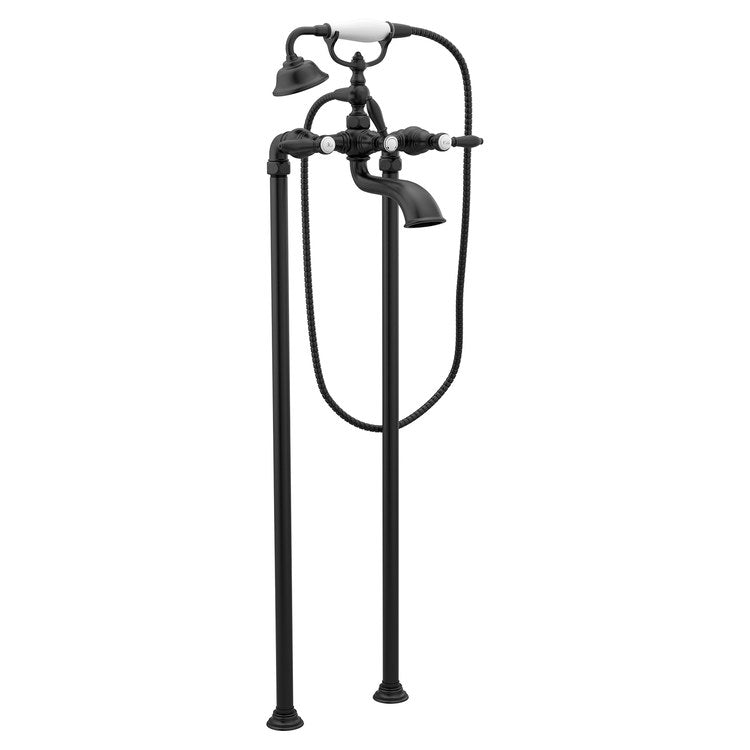 Tub Filler Weymouth with Handshower 2 Lever WaterSense Matte Black Wall/Floor 10.0 Gallons per Minute - Image 1