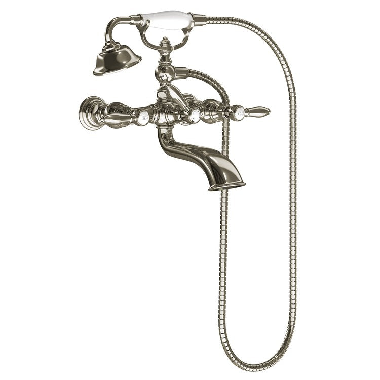 Tub Filler Weymouth with Handshower 2 Lever WaterSense Polished Nickel Wall/Floor 10.0 Gallons per Minute - Image 3