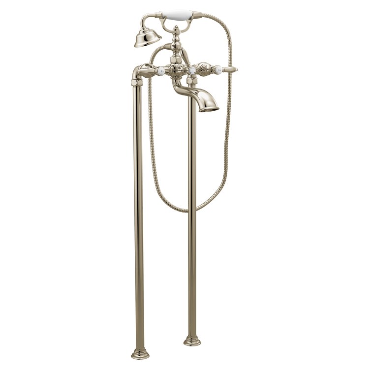 Tub Filler Weymouth with Handshower 2 Lever WaterSense Polished Nickel Wall/Floor 10.0 Gallons per Minute - Image 1