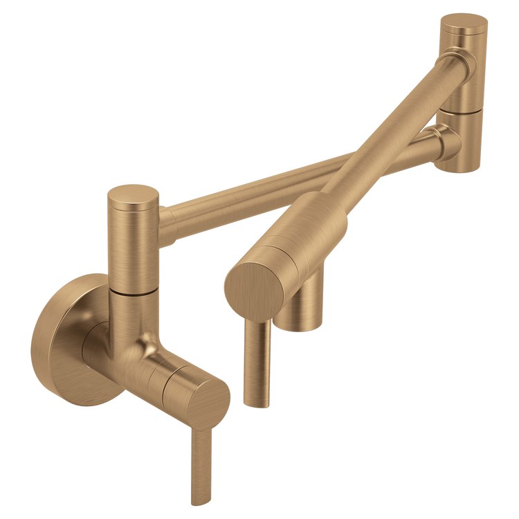 Pot Filler 2 Lever ADA Bronzed Gold 1 Hole Wall 5.5 Gallons per Minute