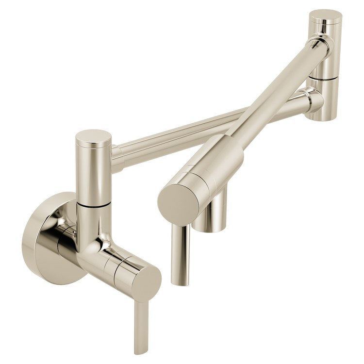 Pot Filler 2 Lever ADA Polished Nickel 1 Hole Wall 5.5 Gallons per Minute
