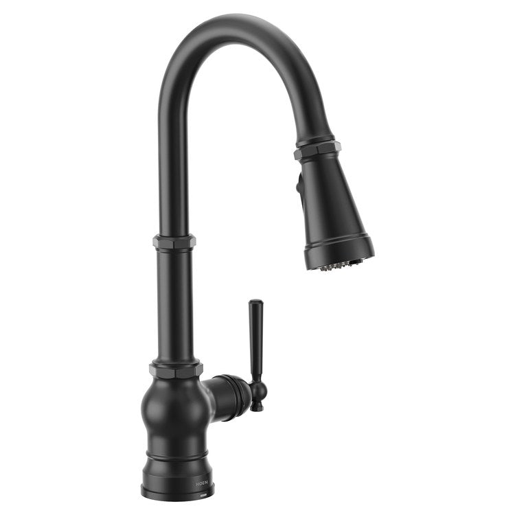Kitchen Faucet Paterson 3 in 1 0.7GPM Filtration 1 Lever ADA CALGreen Matte Black Pull Down High Arc 360 DEG Swivel 1 Hole PowerClean 1.5 Gallons per Minute - Image 1