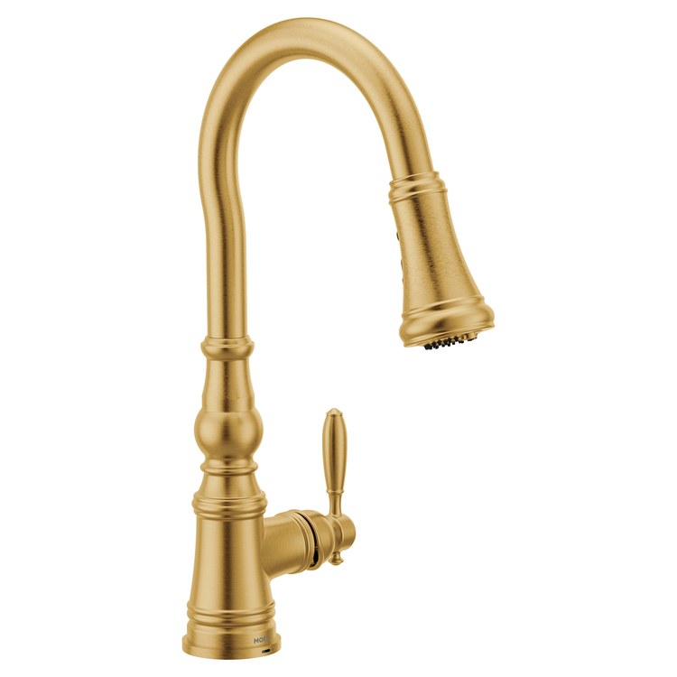 Kitchen Faucet Weymouth 3 in 1 0.7GPM Filtration 1 Lever ADA CALGreen Brushed Gold Pull Down High Arc 360 DEG Swivel 1 Hole PowerClean 1.5 Gallons per Minute - Image 1