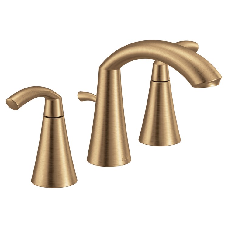 Lavatory Faucet Glyde Widespread 8 to 16 Inch Spread 2 Lever ADA WaterSense Bronzed Gold 1.2 Gallons per Minute High Arc Pop-Up with Lift Rod 3 Hole - Image 1