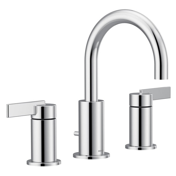 Lavatory Faucet Cia Widespread 8 to 16 Inch Spread 2 Lever ADA WaterSense Chrome 1.2 Gallons per Minute Deck High Arc Pop-Up 3 Hole