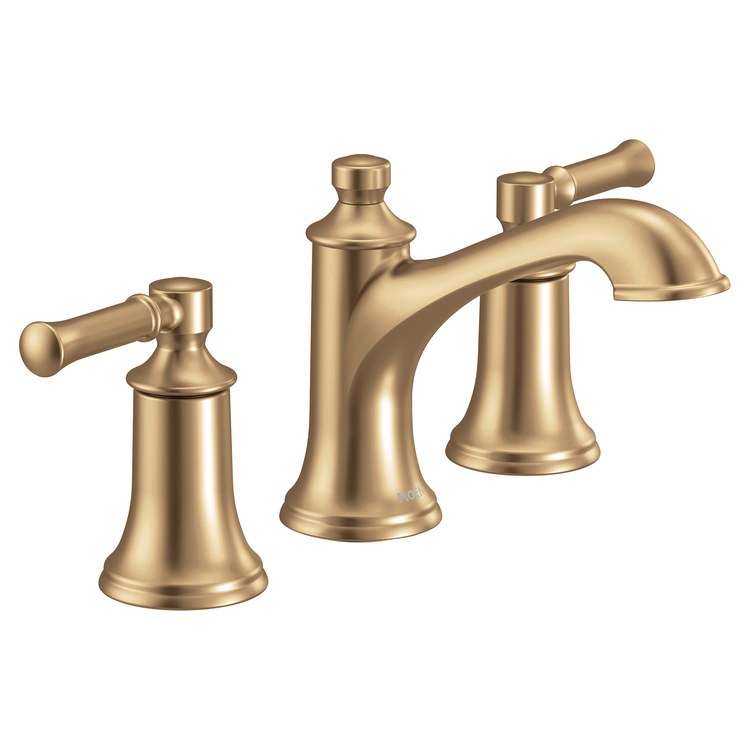 Lavatory Faucet Dartmoor Widespread 8 to 16 Inch Spread 2 Lever ADA WaterSense Bronzed Gold 1.2 Gallons per Minute High Arc Pop-Up with Lift Rod 3 Hole - Image 1