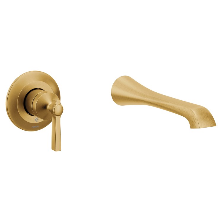 Tub Filler Trim Flara 1 Lever Brushed Gold ADA Wall - Image 1