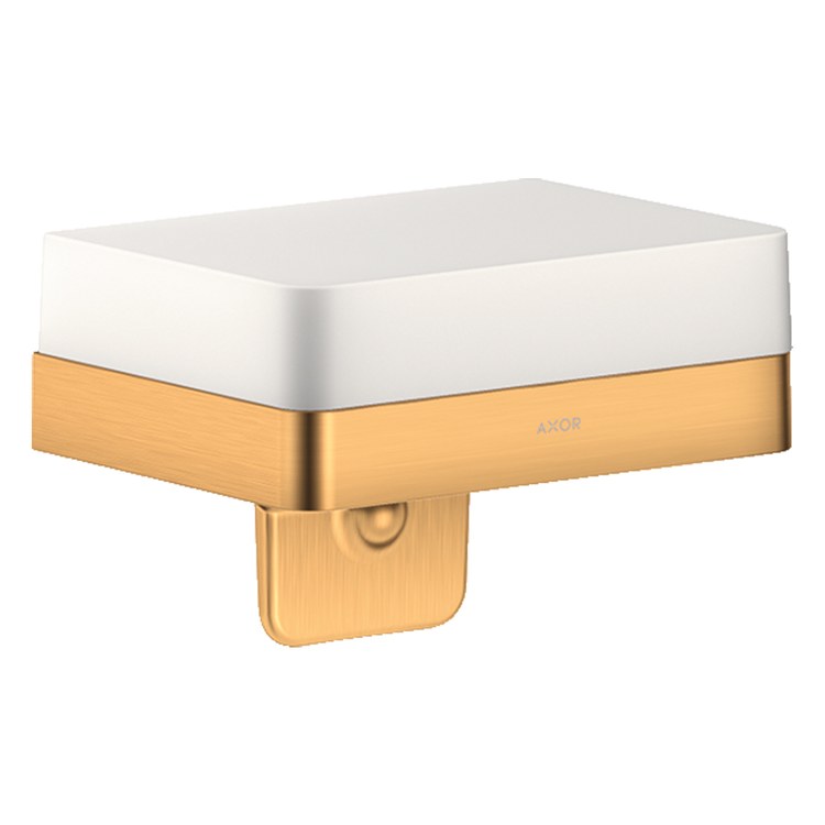 Soap Dispenser Universal SoftSquare Brushed Gold Optic Recessed Wall Mount Glass with Shelf 6 Ounce
