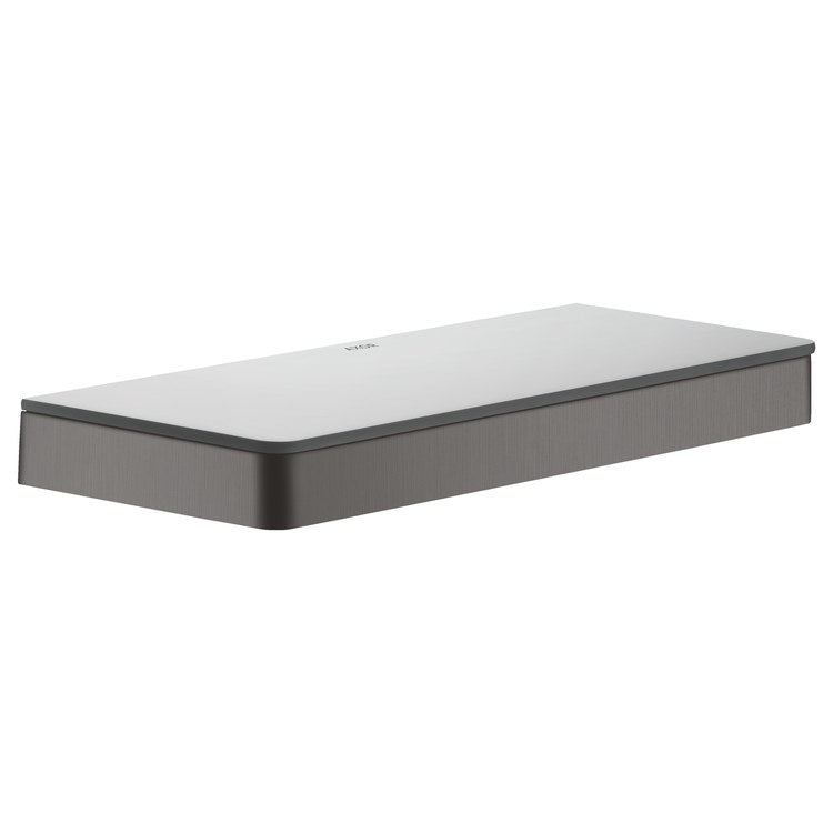 Shelf Universal SoftSquare Wall Mount Brushed Black Chrome 12 Inch Metal/Glass