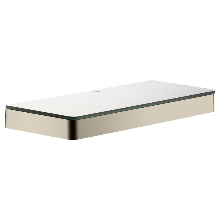 Shelf Universal SoftSquare Wall Mount Polished Nickel 12 Inch Metal/Glass
