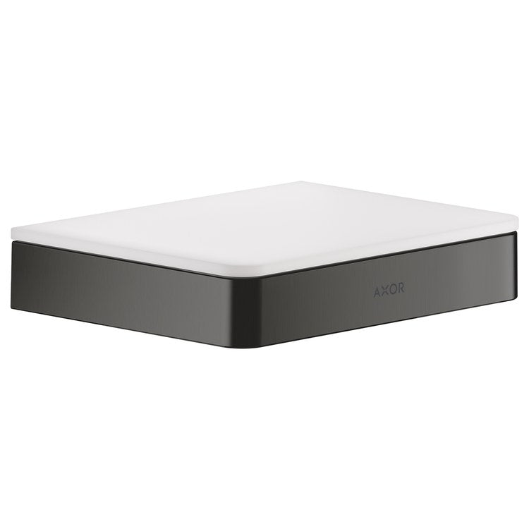 Shelf Universal SoftSquare Wall Mount Brushed Black Chrome 6 Inch Metal/Glass