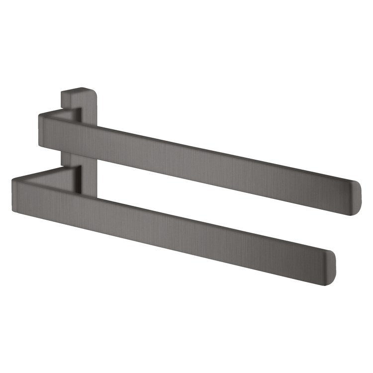 Towel Bar Universal SoftSquare 16 Inch Twin Handle Brushed Black Chrome Metal - Image 1
