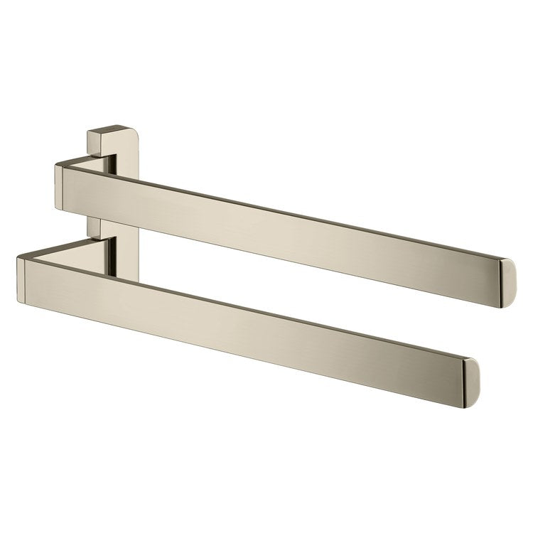Towel Bar Universal SoftSquare 16 Inch Twin Handle Polished Nickel Metal - Image 1