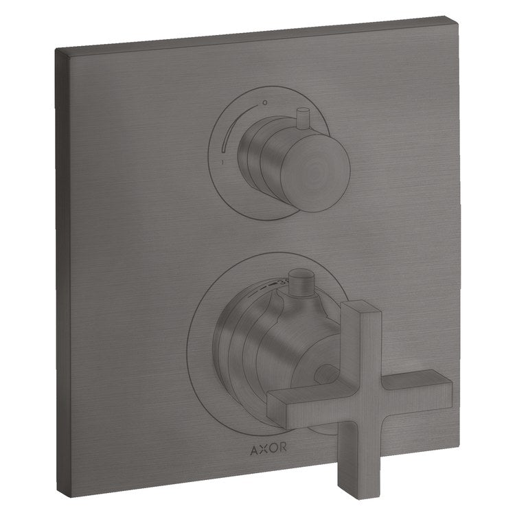 Thermostatic Valve Trim Citterio with Volume Control 2 Cross Brushed Black Chrome ADA