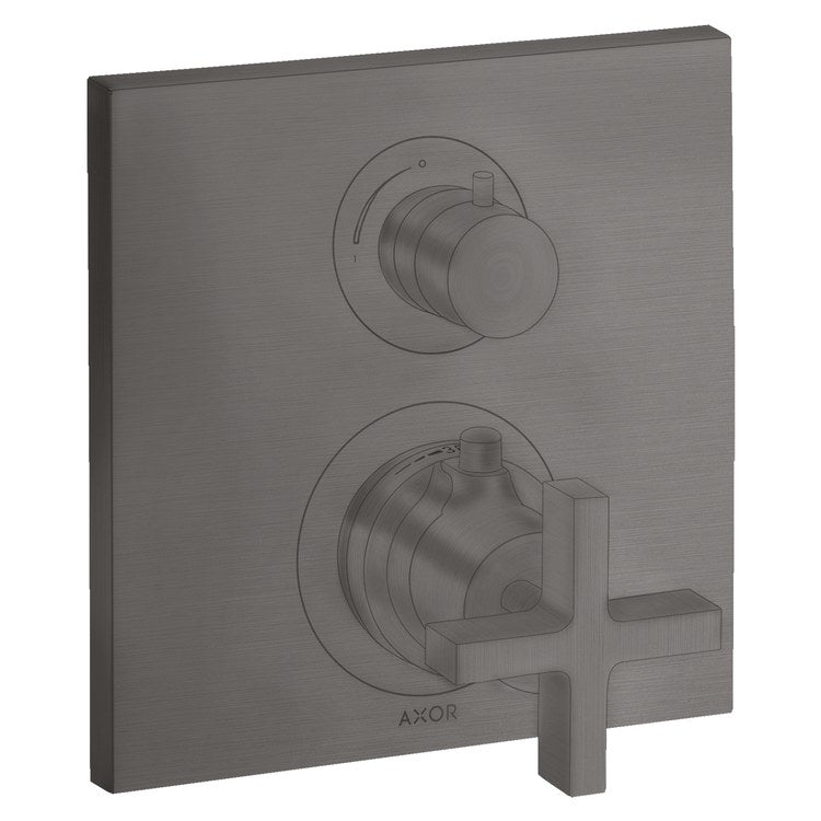 Thermostatic Valve Trim Citterio with Volume Control and Diverter for 2 Function 2 Cross Brushed Black Chrome ADA - Image 1
