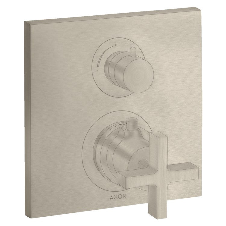 Thermostatic Valve Trim Citterio with Volume Control and Diverter for 2 Function 2 Cross Brushed Nickel ADA - Image 1