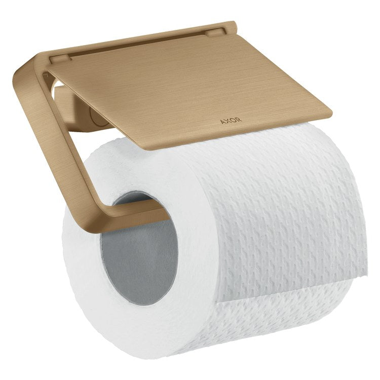 Toilet Paper Holder Universal SoftSquare with Cover Brushed Bronze Metal Wall Mount - Image 1