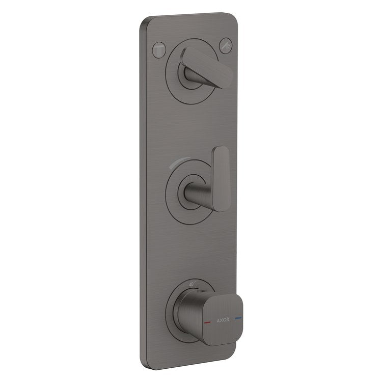 Thermostatic Trim Citterio C with Volume Control and Diverter for 2 Function 3 Lever Brushed Black Chrome for Rough-In Valve 36708 Not Included - Image 1