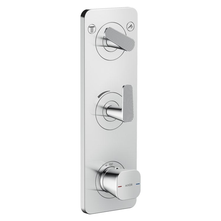Thermostatic Trim Citterio C with Volume Control and Diverter for 2 Function 3 Lever Cubic Cut Chrome for Rough-In Valve 36708 Not Included - Image 1