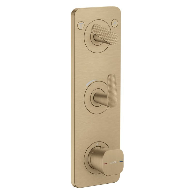 Thermostatic Trim Citterio C with Volume Control and Diverter for 2 Function 3 Lever Cubic Cut Brushed Bronze for Rough-In Valve 36708 Not Included - Image 1