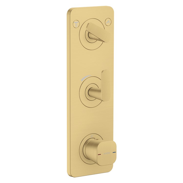 Thermostatic Trim Citterio C with Volume Control and Diverter for 2 Function 3 Lever Cubic Cut Brushed Gold Optic for Rough-In Valve 36708 Not Included