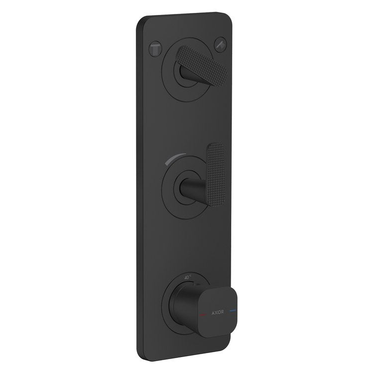 Thermostatic Trim Citterio C with Volume Control and Diverter for 2 Function 3 Lever Cubic Cut Matte Black for Rough-In Valve 36708 Not Included - Image 1