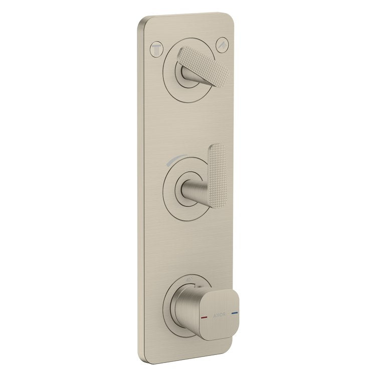 Thermostatic Trim Citterio C with Volume Control and Diverter for 2 Function 3 Lever Cubic Cut Brushed Nickel for Rough-In Valve 36708 Not Included