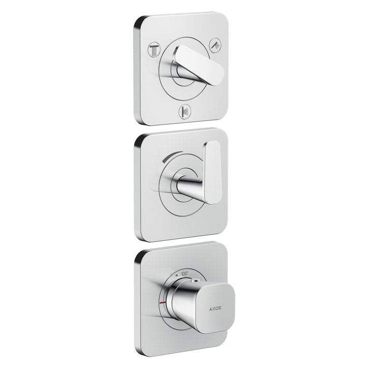 Thermostatic Trim Citterio C with Volume Control and Diverter for 3 Function 3 Lever Chrome for Rough-In Valve 36708 Not Included - Image 1