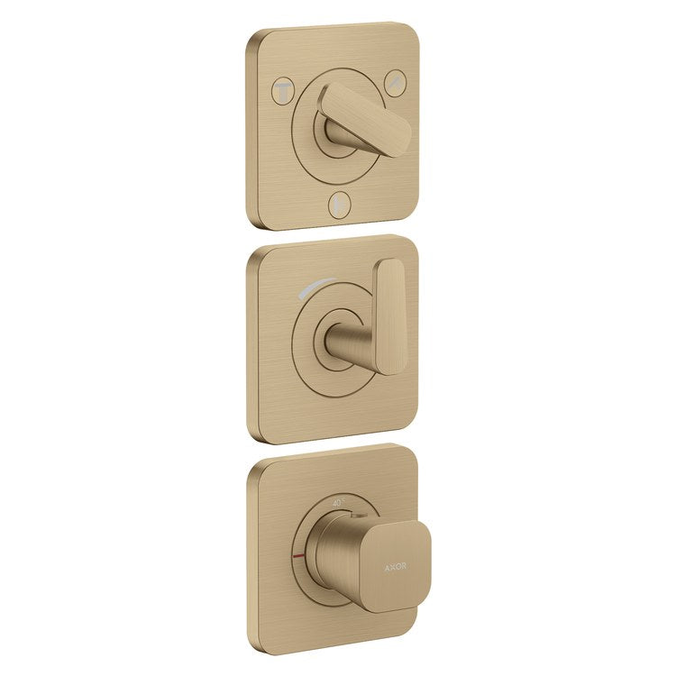 Thermostatic Trim Citterio C with Volume Control and Diverter for 3 Function 3 Lever Brushed Bronze for Rough-In Valve 36708 Not Included - Image 1