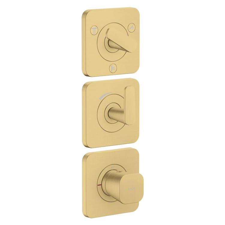 Thermostatic Trim Citterio C with Volume Control and Diverter for 3 Function 3 Lever Brushed Gold Optic for Rough-In Valve 36708 Not Included